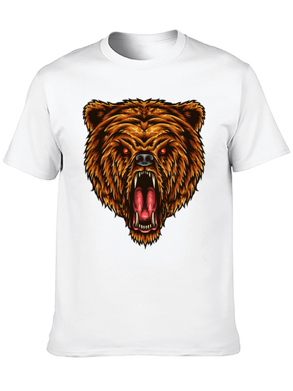 Camiseta Negra con Estampado de Oso Feroz