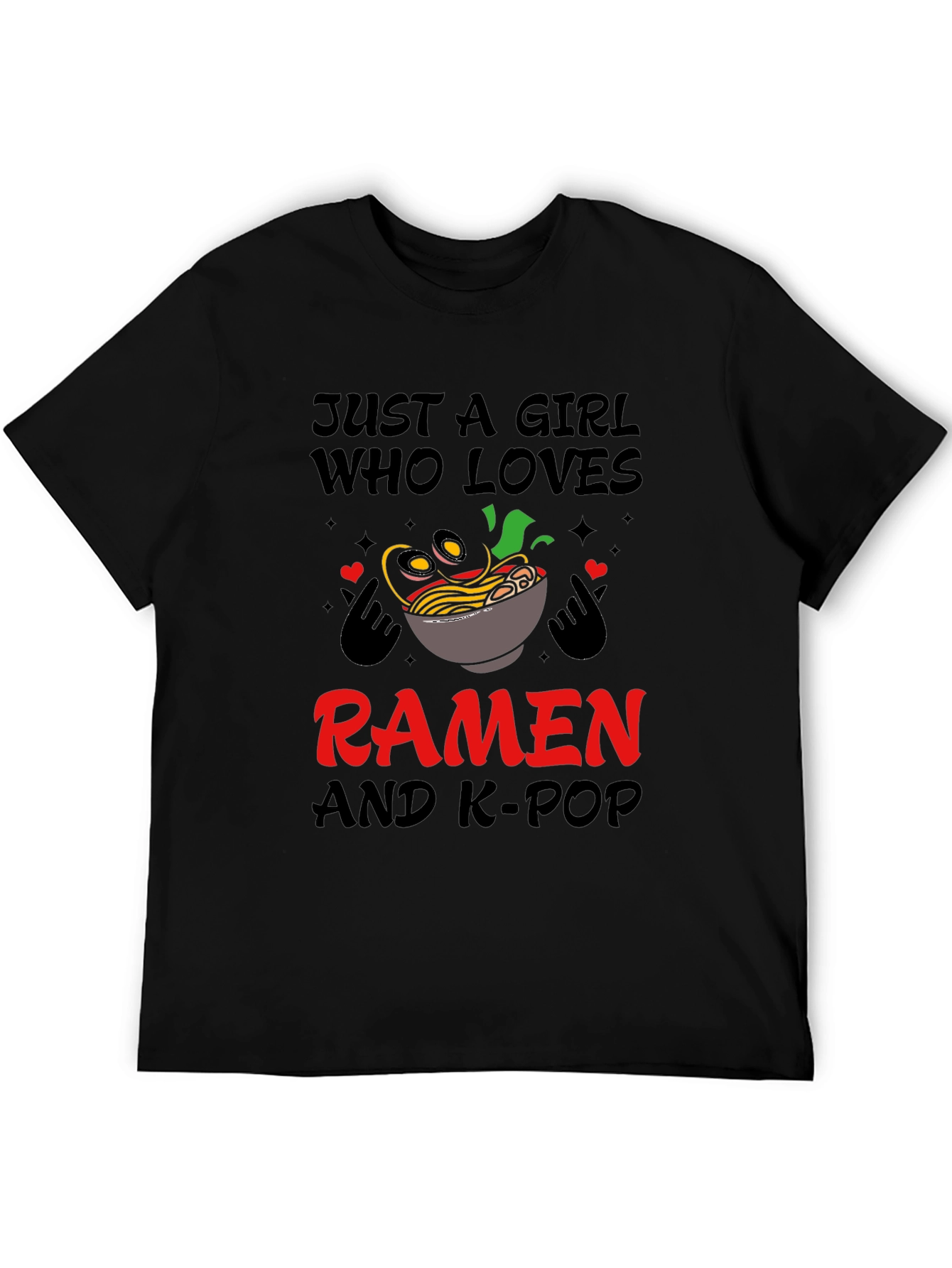 Camiseta Negra: Ramen y K-Pop
