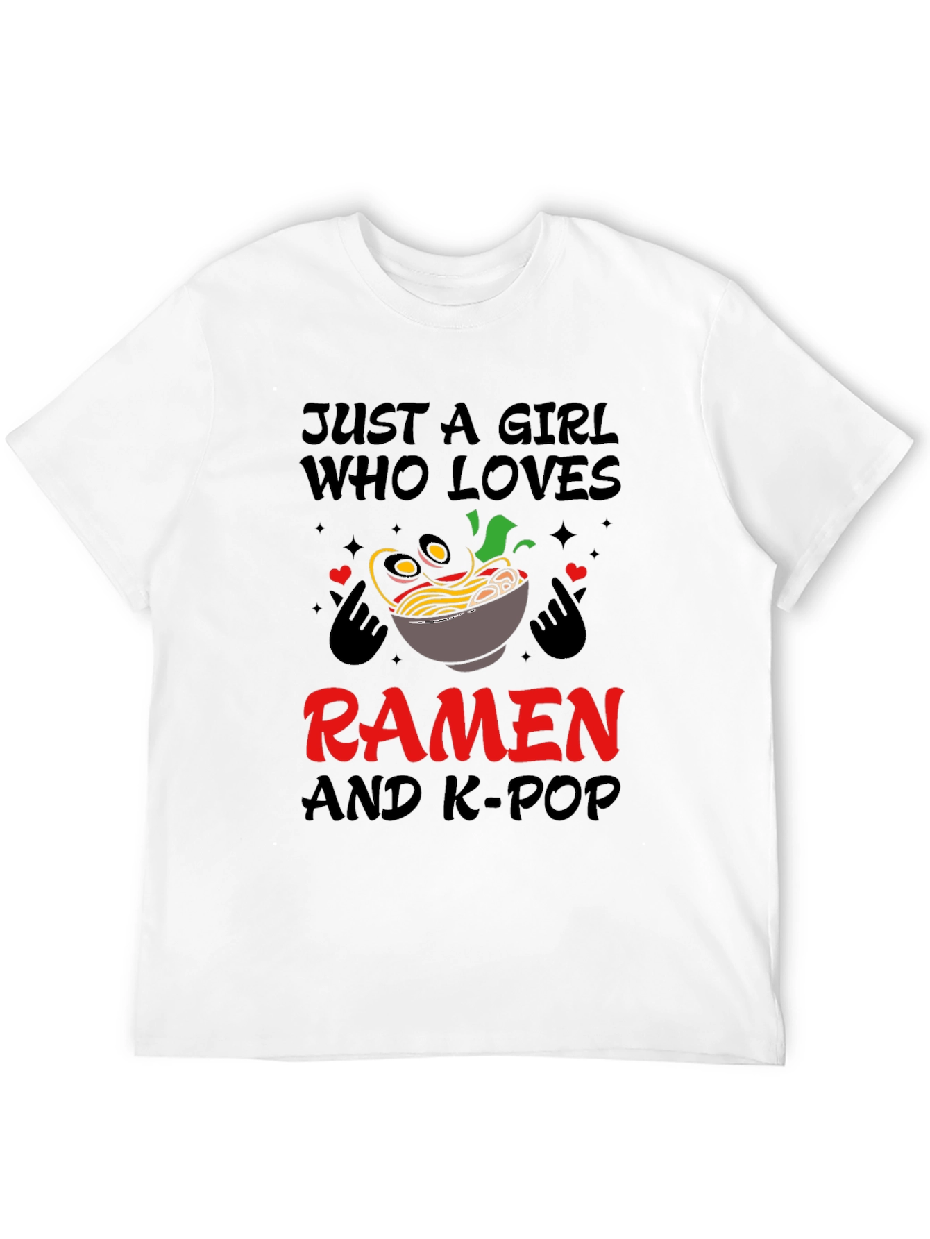 Camiseta Negra: Ramen y K-Pop