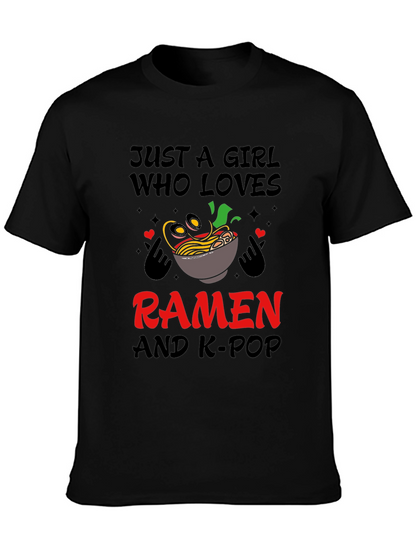 Camiseta Negra: Ramen y K-Pop