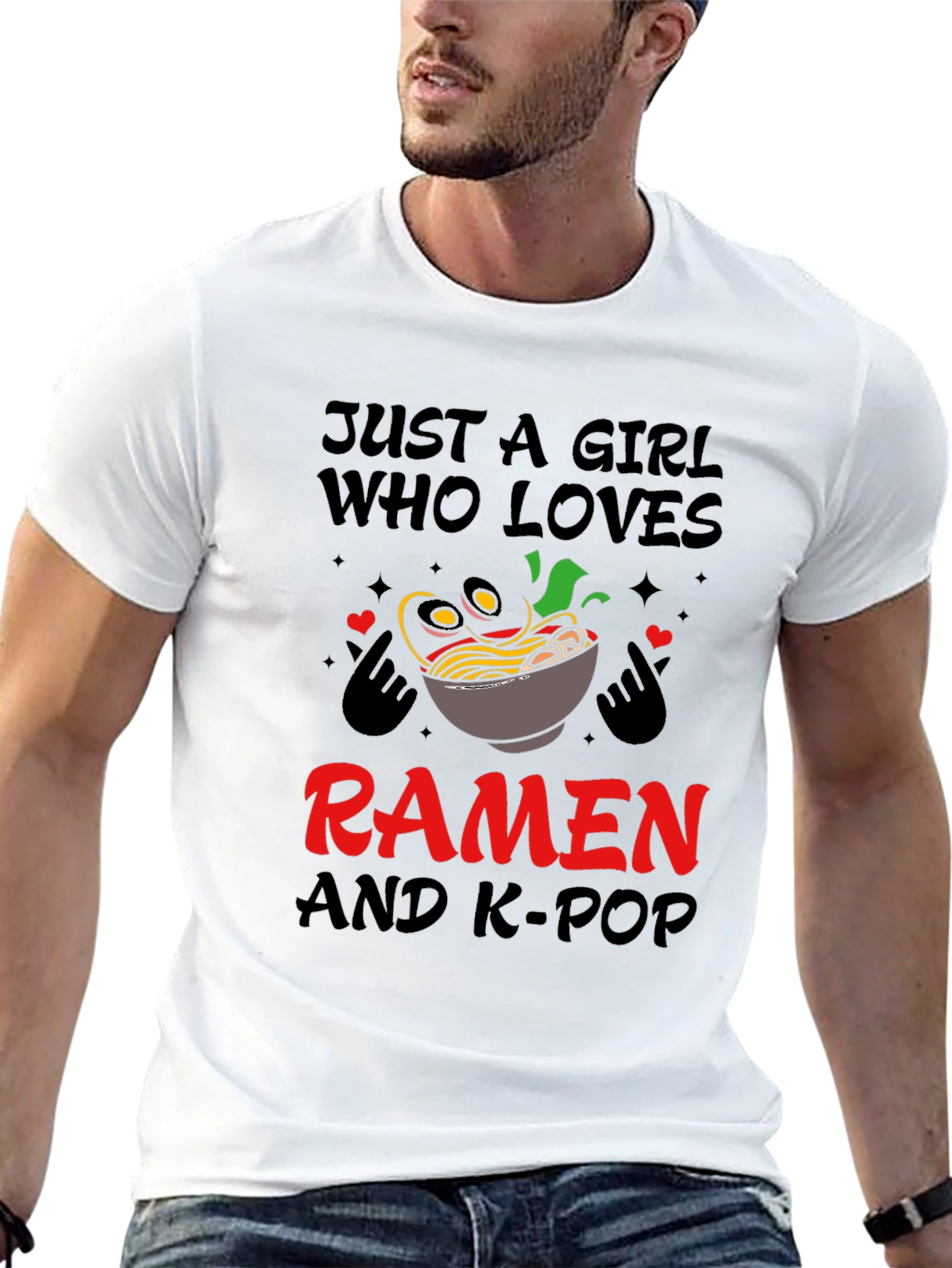 Camiseta Negra: Ramen y K-Pop