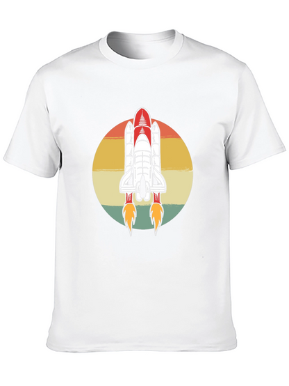 Camiseta Negra con Diseño Retro de Lanzadera Espacial