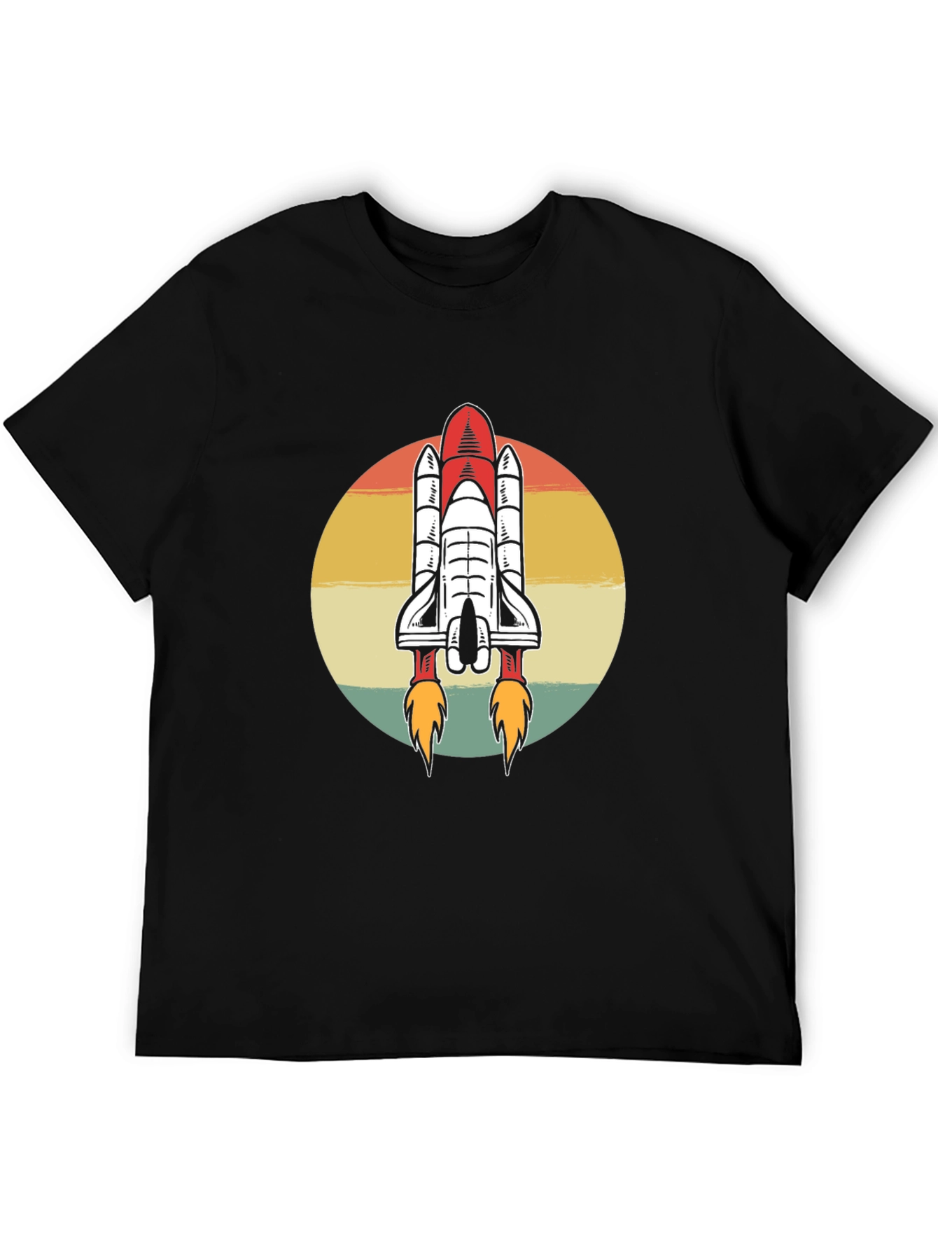 Camiseta Negra con Diseño Retro de Lanzadera Espacial