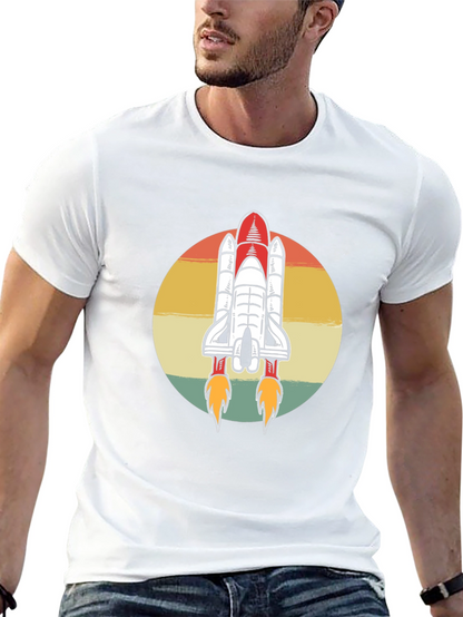 Camiseta Negra con Diseño Retro de Lanzadera Espacial
