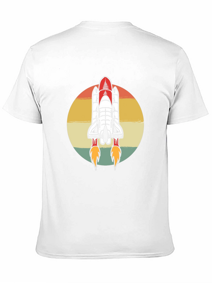 Camiseta Negra con Diseño Retro de Lanzadera Espacial