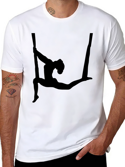 Camiseta Negra con Silueta de Acróbata Aérea