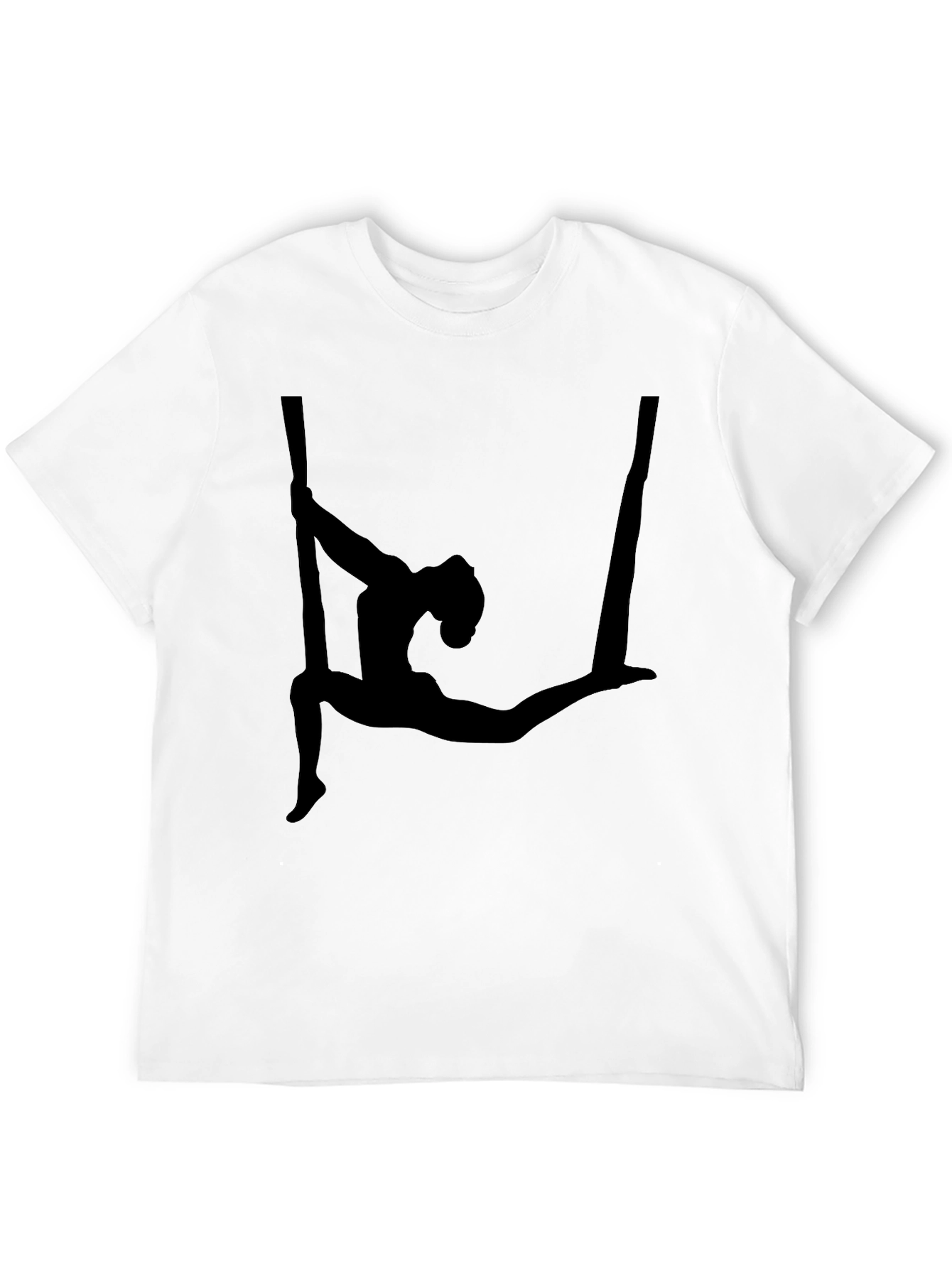 Camiseta Negra con Silueta de Acróbata Aérea