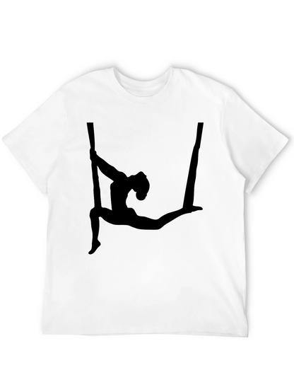Camiseta Negra con Silueta de Acróbata Aérea