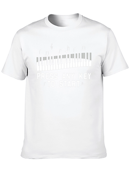 Camiseta Negra Piano Presiona Cualquier Tecla