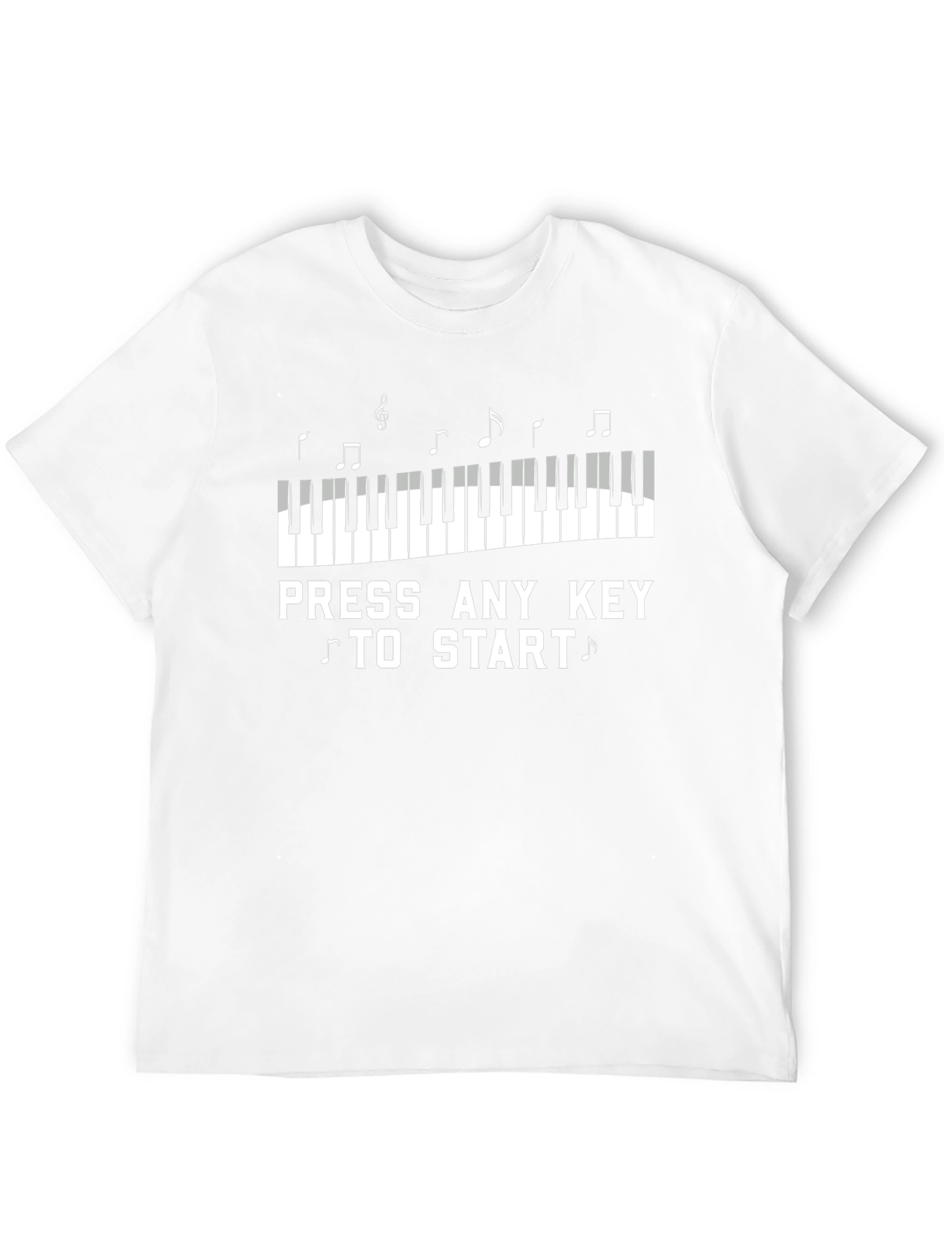 Camiseta Negra Piano Presiona Cualquier Tecla