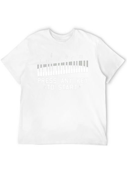 Camiseta Negra Piano Presiona Cualquier Tecla