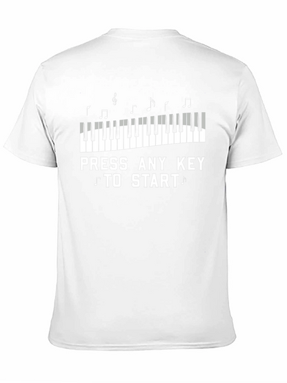 Camiseta Negra Piano Presiona Cualquier Tecla