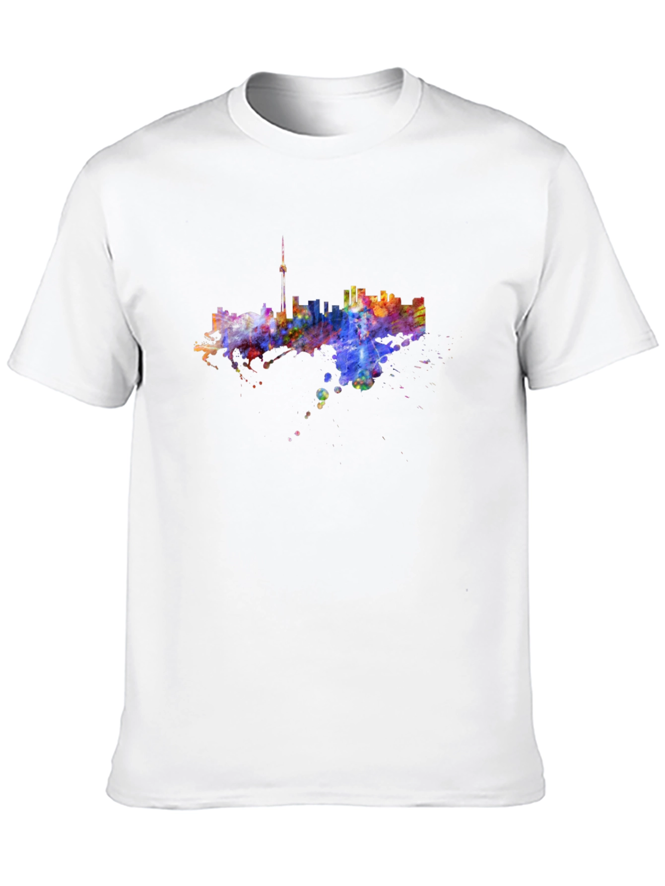 Camiseta Negra con Diseño Abstracto de Ciudad