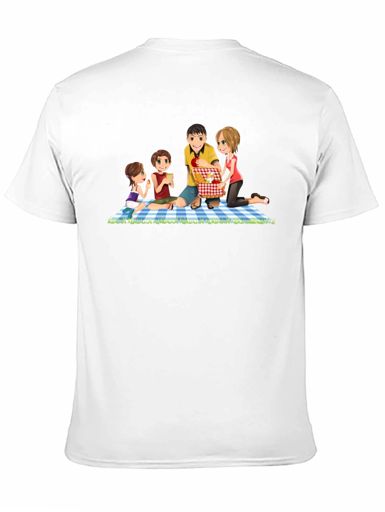 Camiseta Negra con Diseño Familiar de Picnic