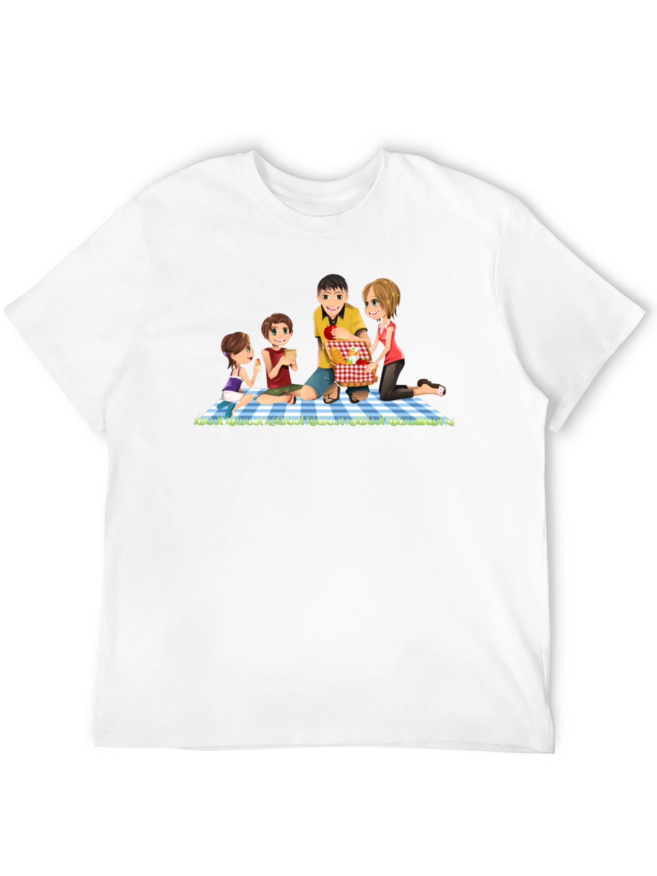 Camiseta Negra con Diseño Familiar de Picnic