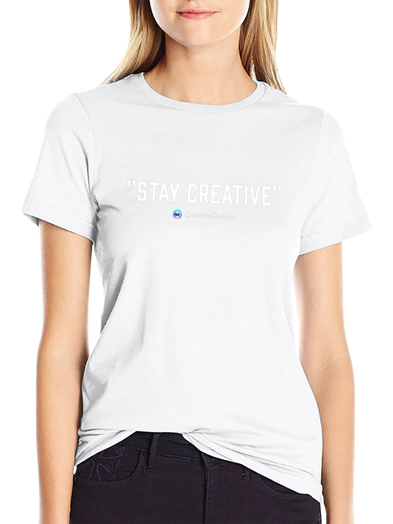 Camiseta Negra Stay Creative Diseño Único