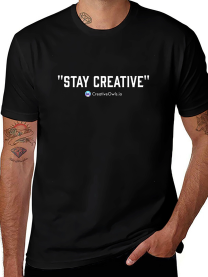 Camiseta Negra Stay Creative Diseño Único