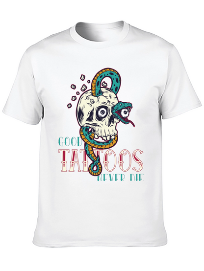 Camiseta Negra Calavera y Serpiente Good Tattoos Never Die
