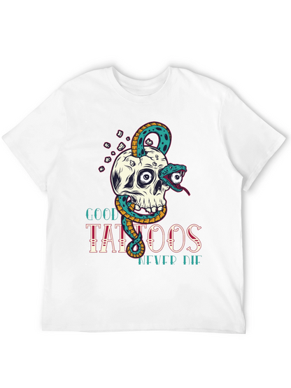 Camiseta Negra Calavera y Serpiente Good Tattoos Never Die