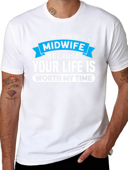 Camiseta Negra: Midwife - Tu Vida Vale Mi Tiempo