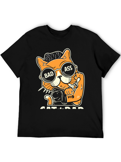 Camiseta Negra con Diseño de Gato Bad Ass