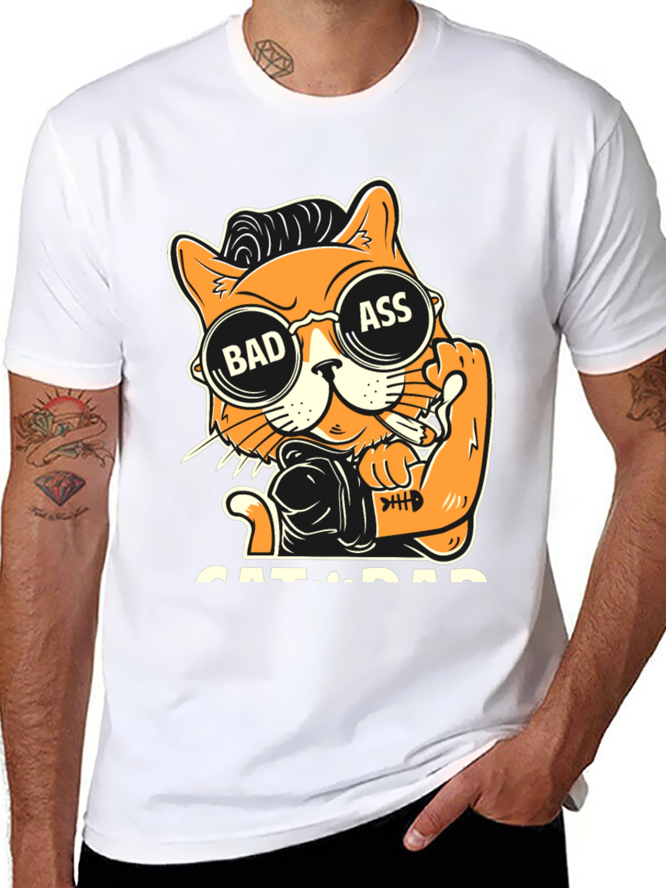Camiseta Negra con Diseño de Gato Bad Ass