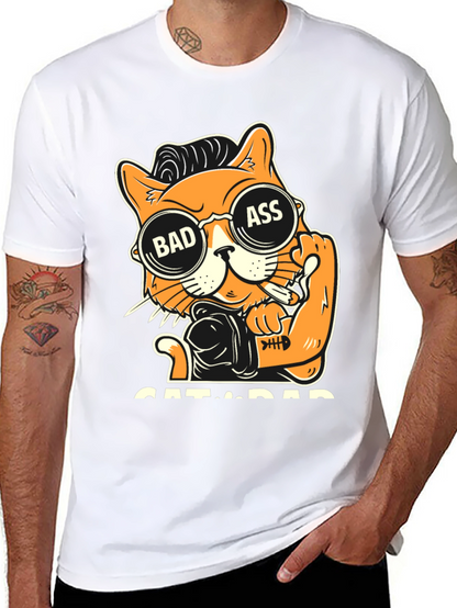 Camiseta Negra con Diseño de Gato Bad Ass