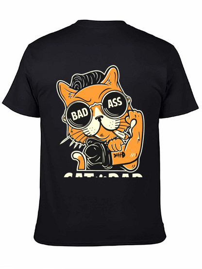 Camiseta Negra con Diseño de Gato Bad Ass