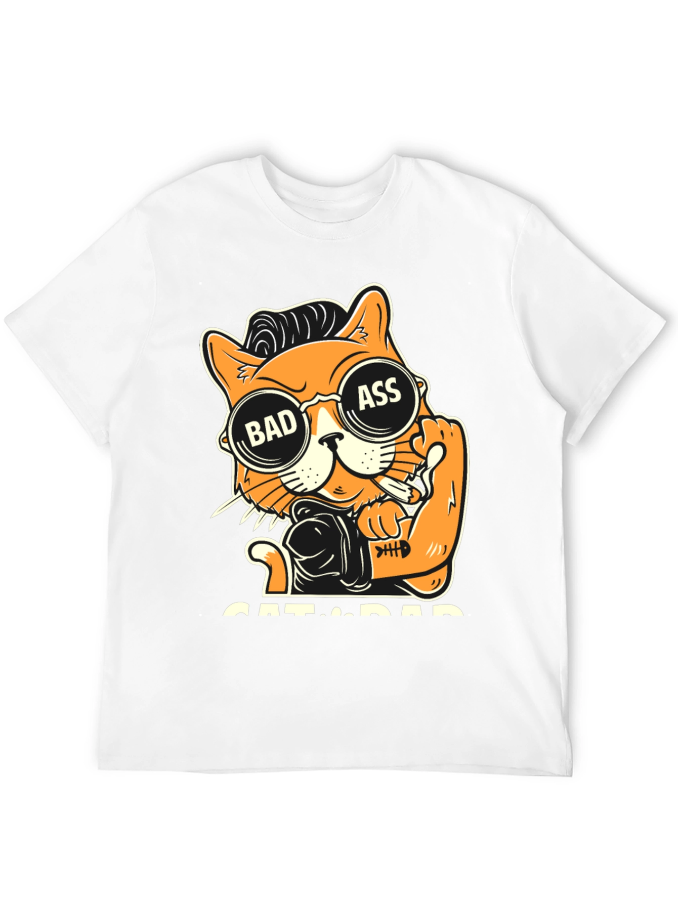 Camiseta Negra con Diseño de Gato Bad Ass