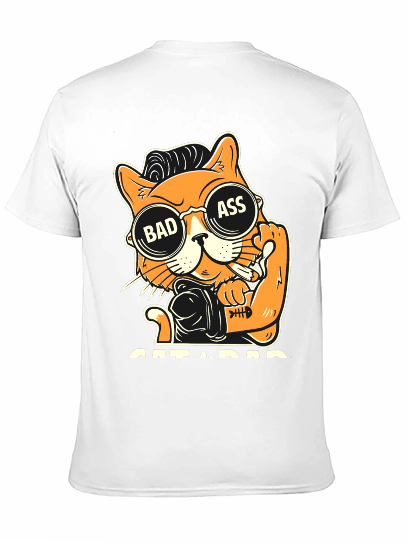 Camiseta Negra con Diseño de Gato Bad Ass