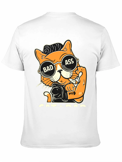 Camiseta Negra con Diseño de Gato Bad Ass