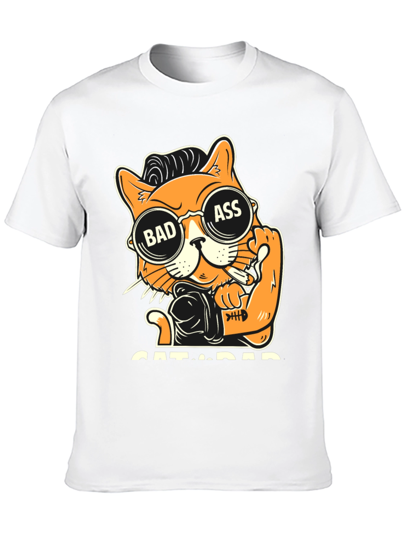 Camiseta Negra con Diseño de Gato Bad Ass
