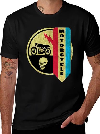 Camiseta Negra Estampada Moto & Calavera