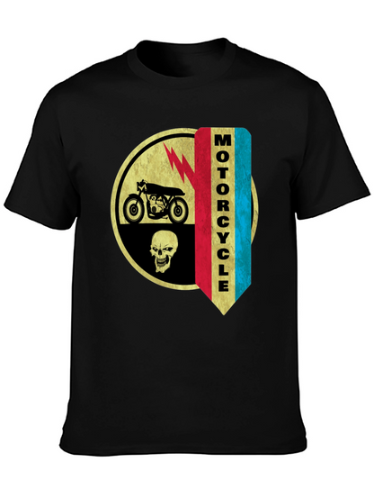 Camiseta Negra Estampada Moto & Calavera