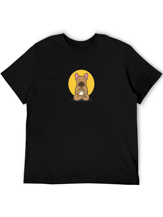 Camiseta Negra con Bulldog Francés Meditando