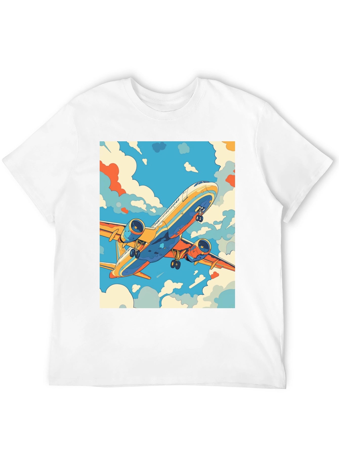 Camiseta Negra con Estampado de Avión Retro