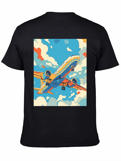 Camiseta Negra con Estampado de Avión Retro
