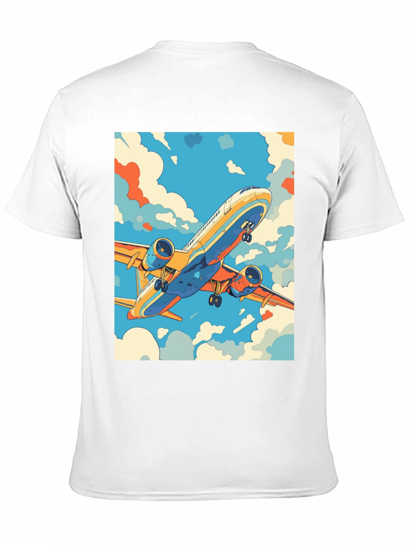 Camiseta Negra con Estampado de Avión Retro