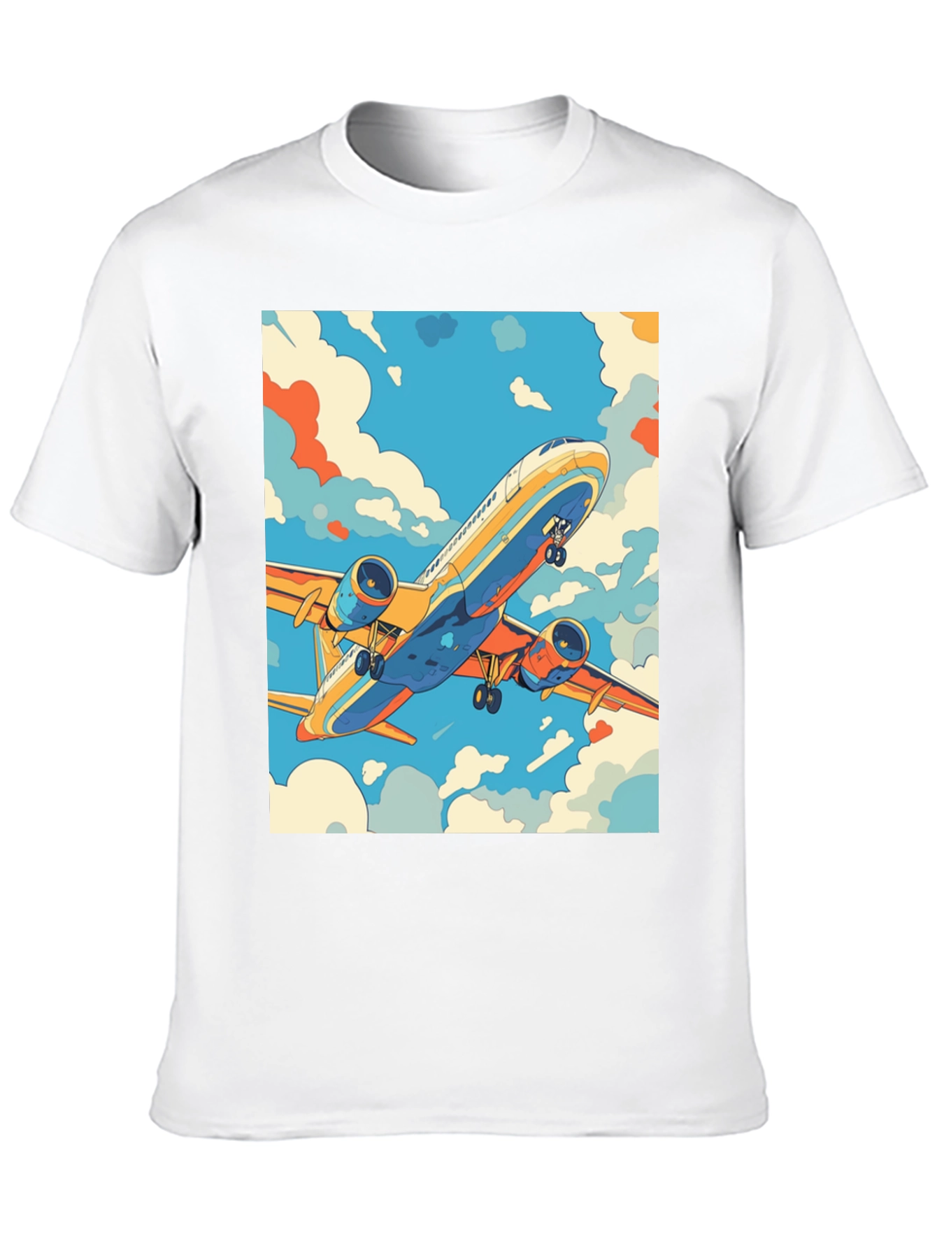 Camiseta Negra con Estampado de Avión Retro