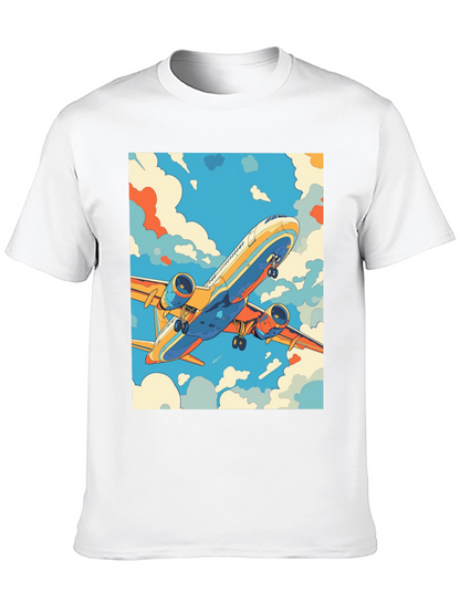 Camiseta Negra con Estampado de Avión Retro