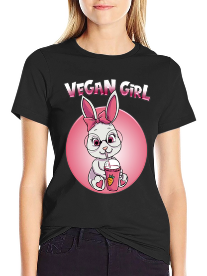 Camiseta Negra Chica Vegana Conejita