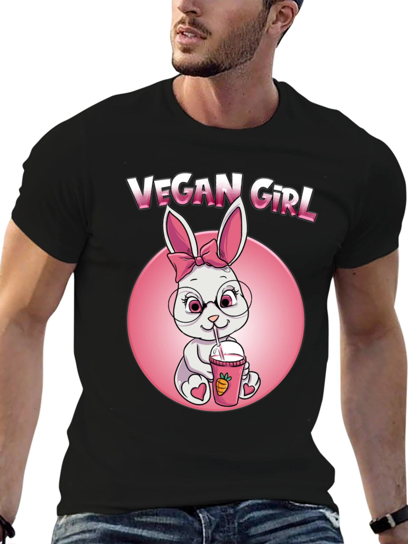 Camiseta Negra Chica Vegana Conejita