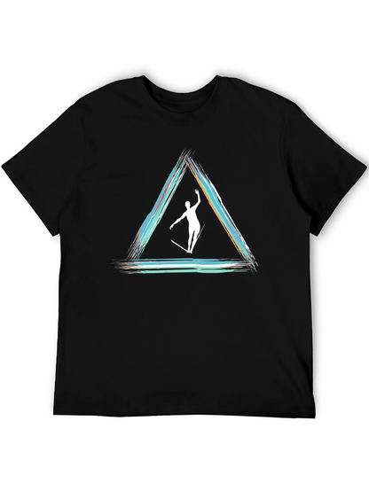 Camiseta Negra con Diseño de Equilibrio Artístico