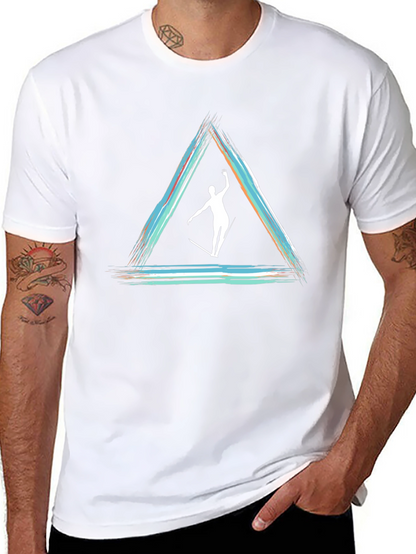 Camiseta Negra con Diseño de Equilibrio Artístico
