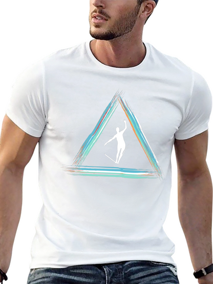 Camiseta Negra con Diseño de Equilibrio Artístico