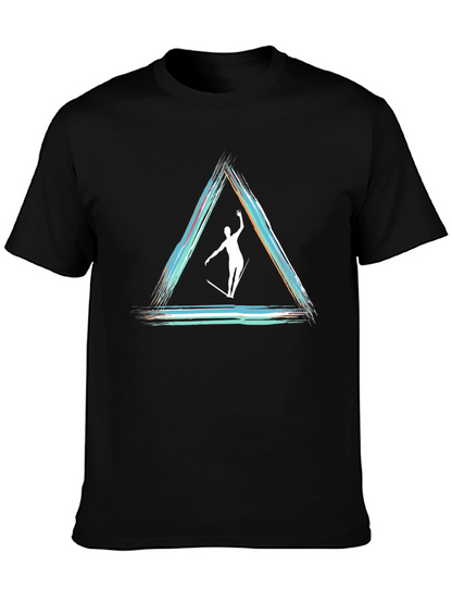 Camiseta Negra con Diseño de Equilibrio Artístico