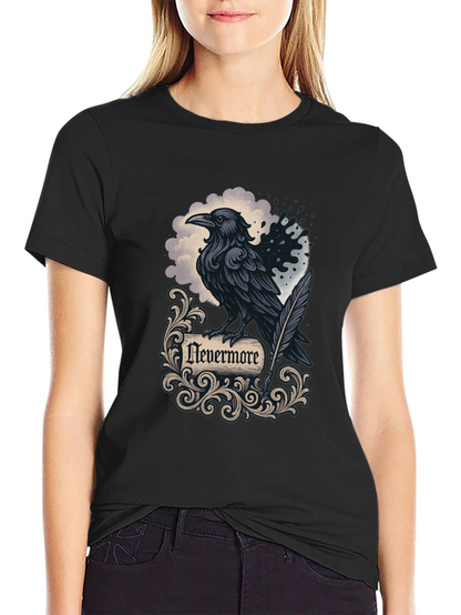 Camiseta Negra Cuervo Nevermore Gótica