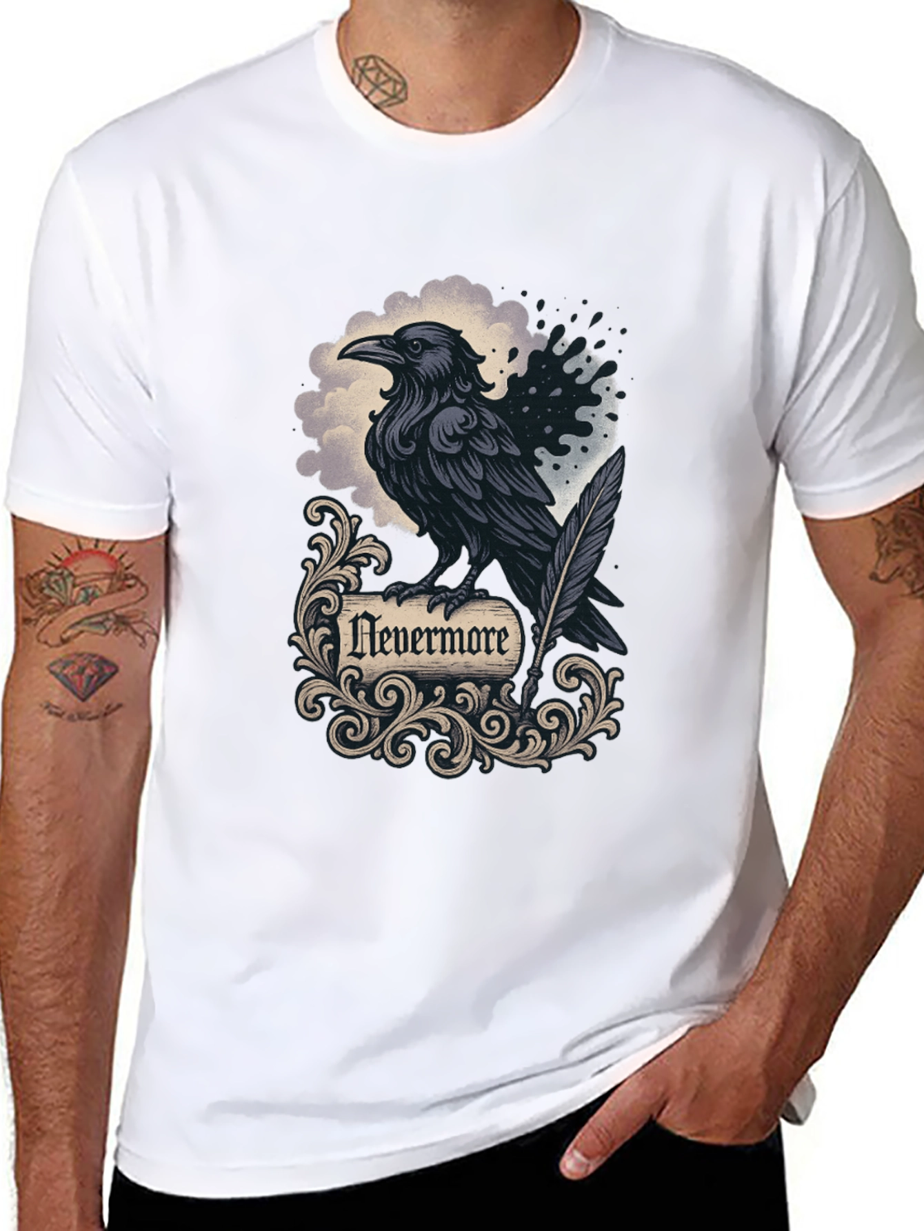 Camiseta Negra Cuervo Nevermore Gótica