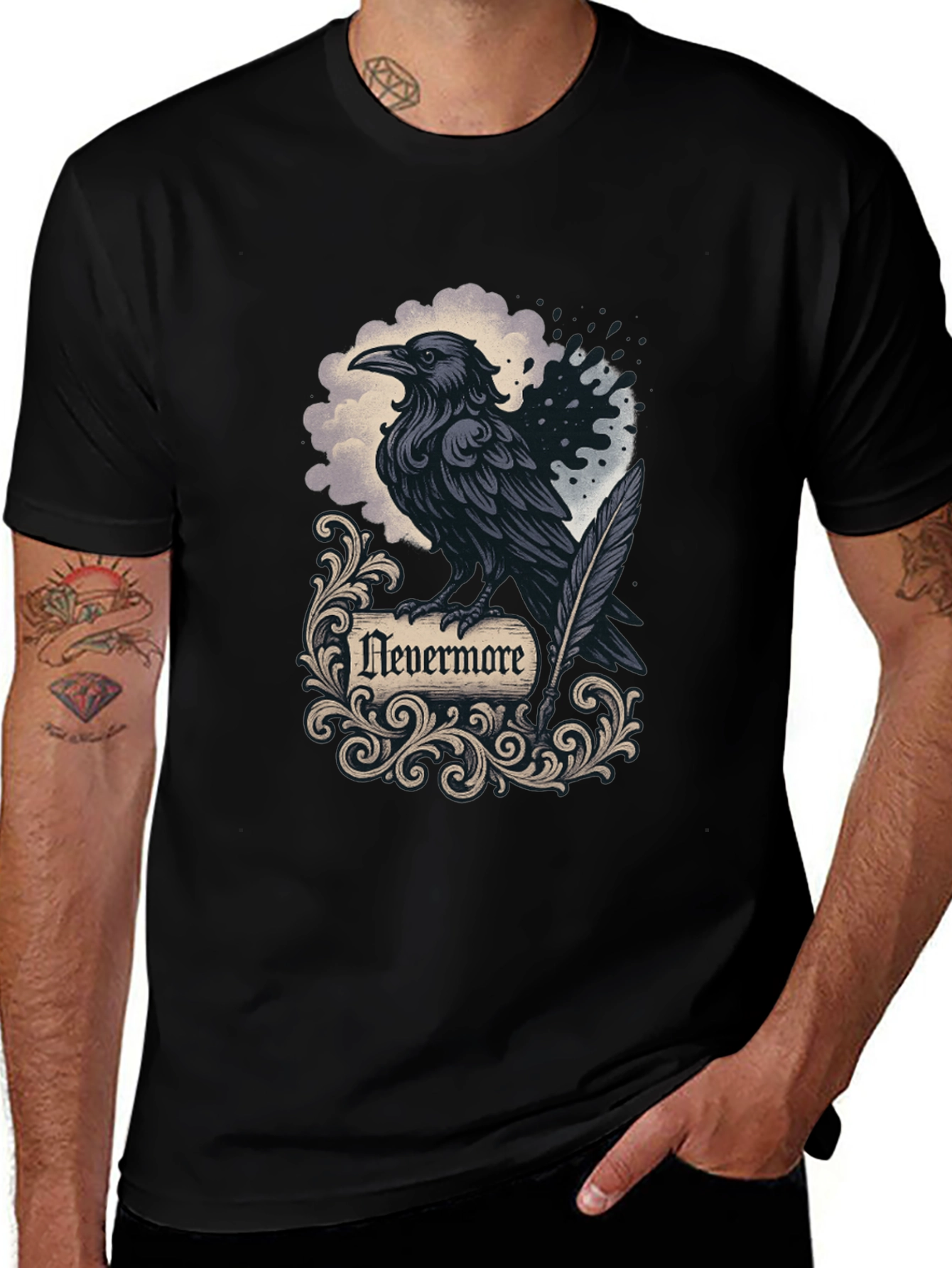 Camiseta Negra Cuervo Nevermore Gótica