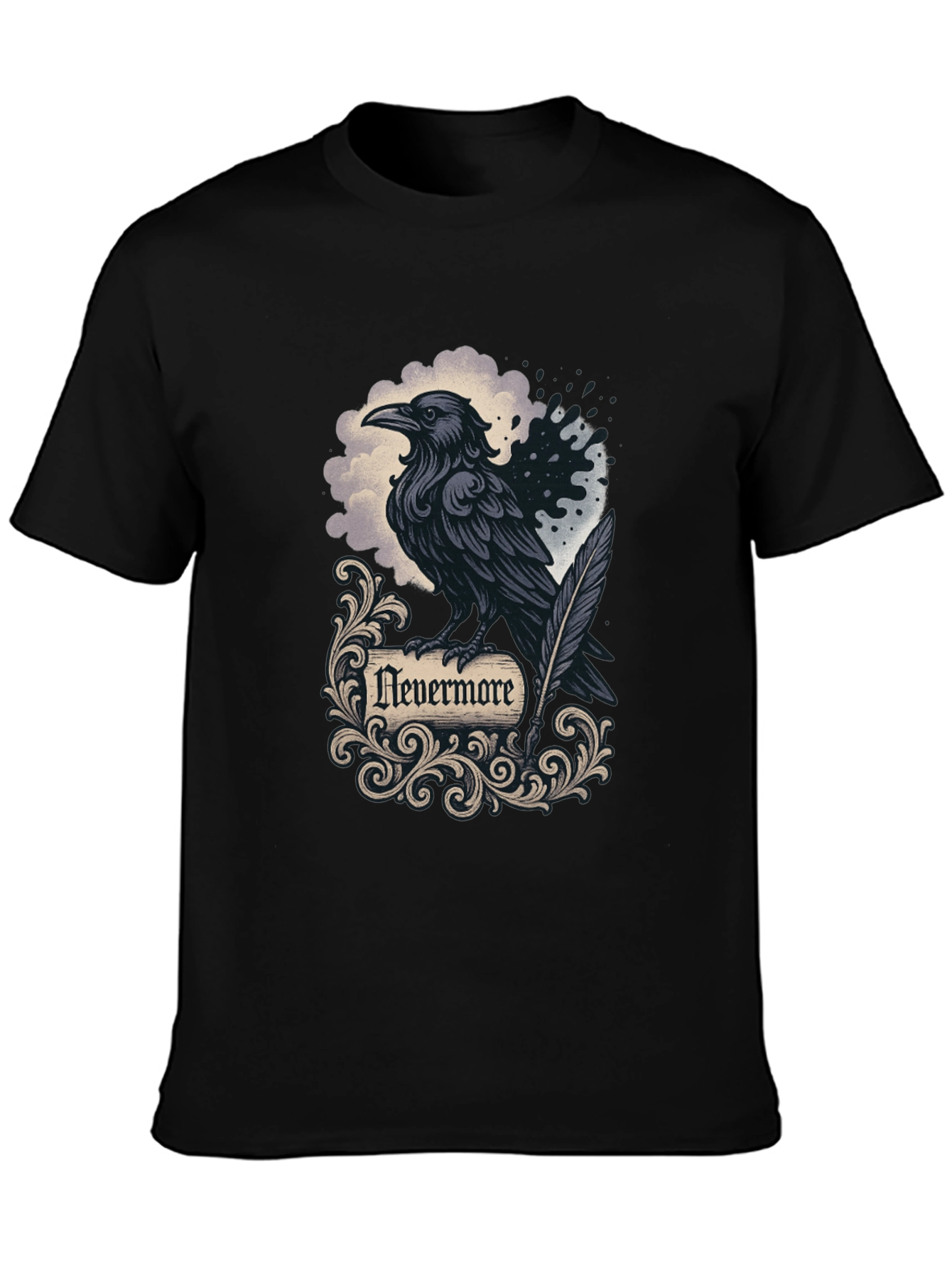Camiseta Negra Cuervo Nevermore Gótica